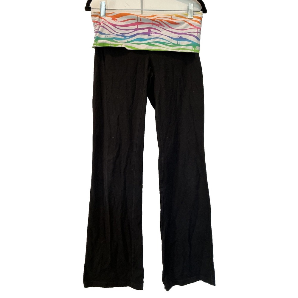 Victoria's Secret PINK Flare Yoga Pants M Rainbow Zebra Print Foldover Waistband